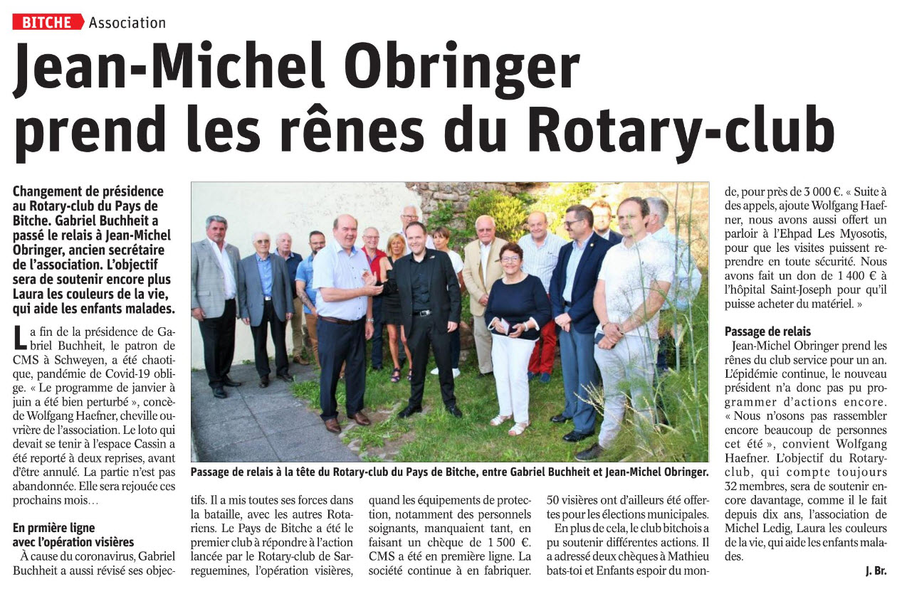 Jean-Michel Obringer prend les rênes du Rotary Club